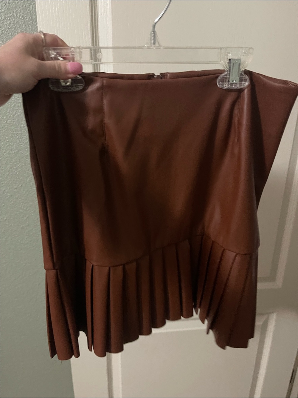 Have Brown Faux Leather Pleated Mini Skirt